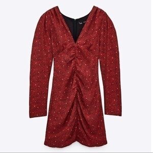 Zara Dress Red Black Print Trendy Sexy Party Retro